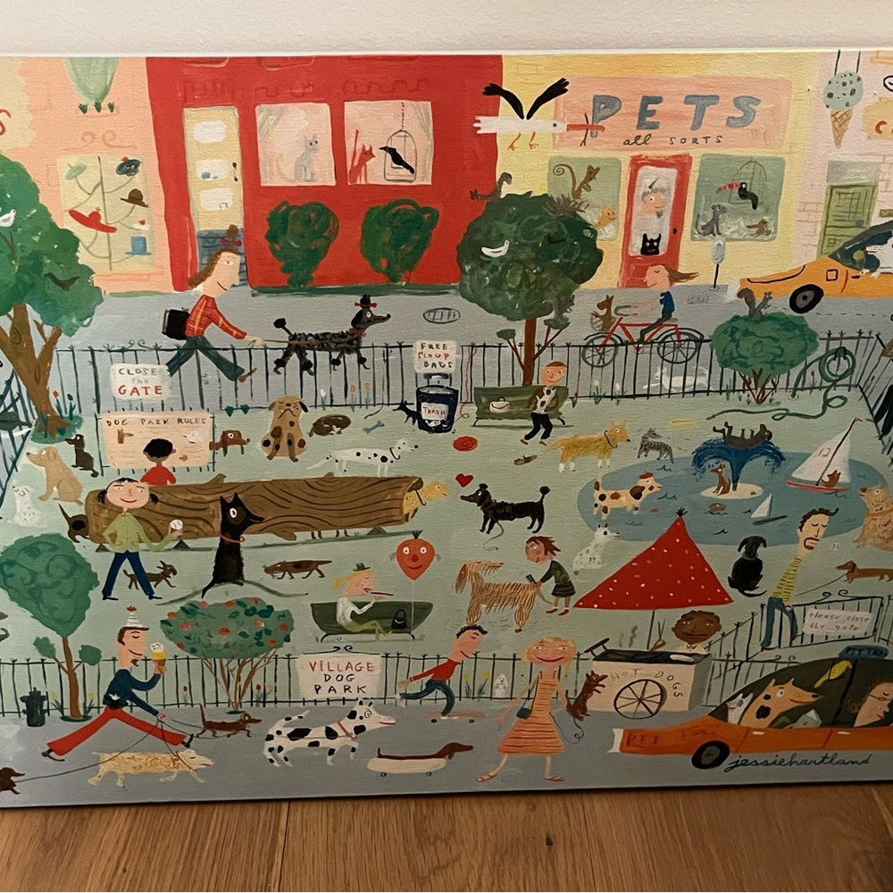 Colorful Village Dog Park Art Print